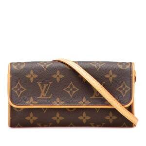 LOUIS VUITTON Authentic Brown Monogram Leather Pochette Shoulder Bag